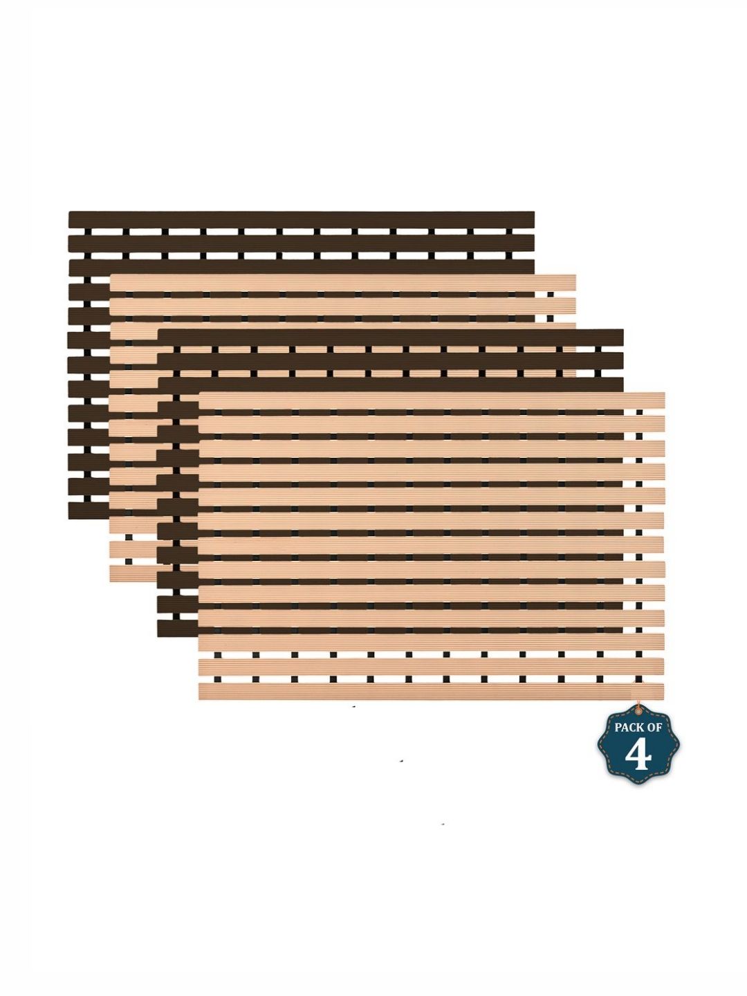 Aura 4-Pcs Beige & Black Textured 110 GSM Bath Rugs-picture-20