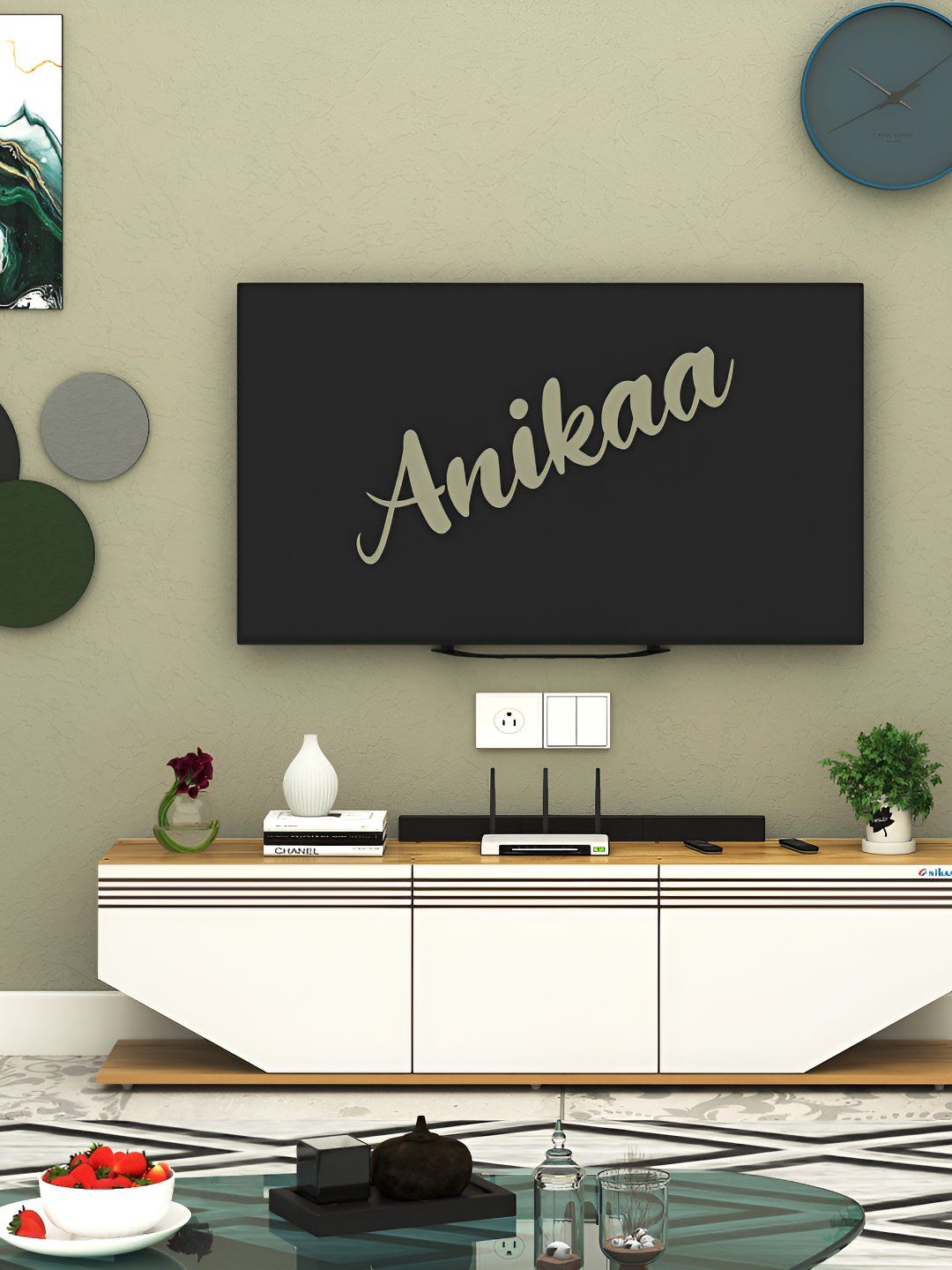 ANIKAA Brown Particle Wood Velora Floor Standing TV Entertainment Unit