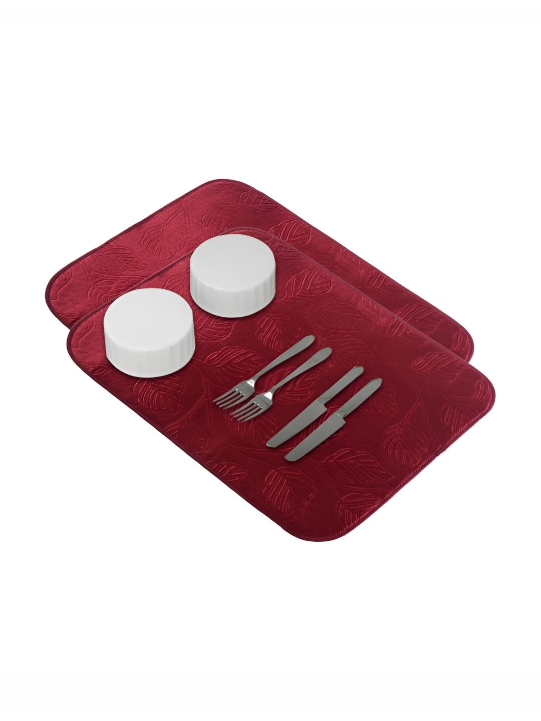 Aura 2-Pcs Maroon Floor Microfiber Crockery Dish Drying Kitchen Mats-image-37