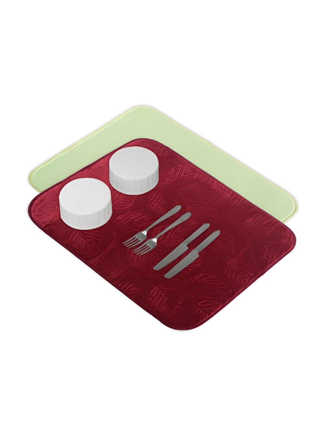 Aura 2-Pcs Maroon & Green Floor Microfiber Crockery Dish Drying Kitchen Mats-picture-29