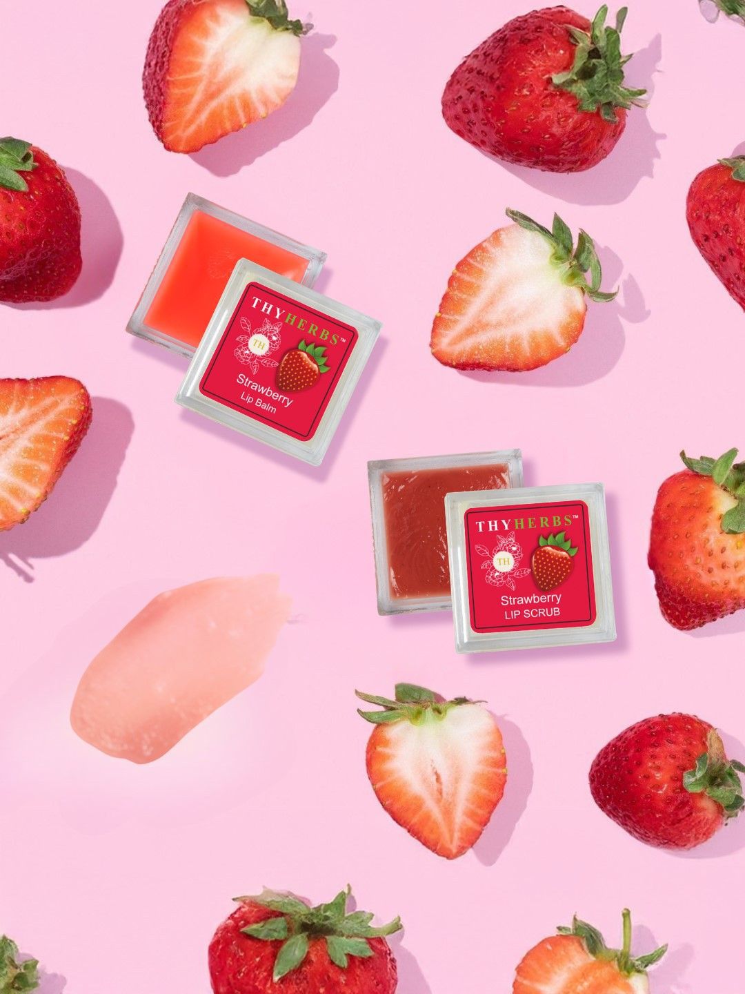 Thyherbs Set Of 2 Strawberry Lip Balm & Scrub Combo - 2 g Each-image-14