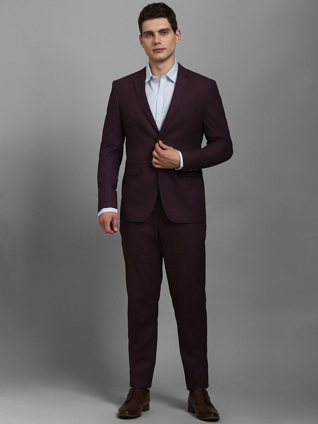 Louis Philippe Textured Slim Fit Single Breasted Notched Collar 2-Piece Formal Suit-picture-14
