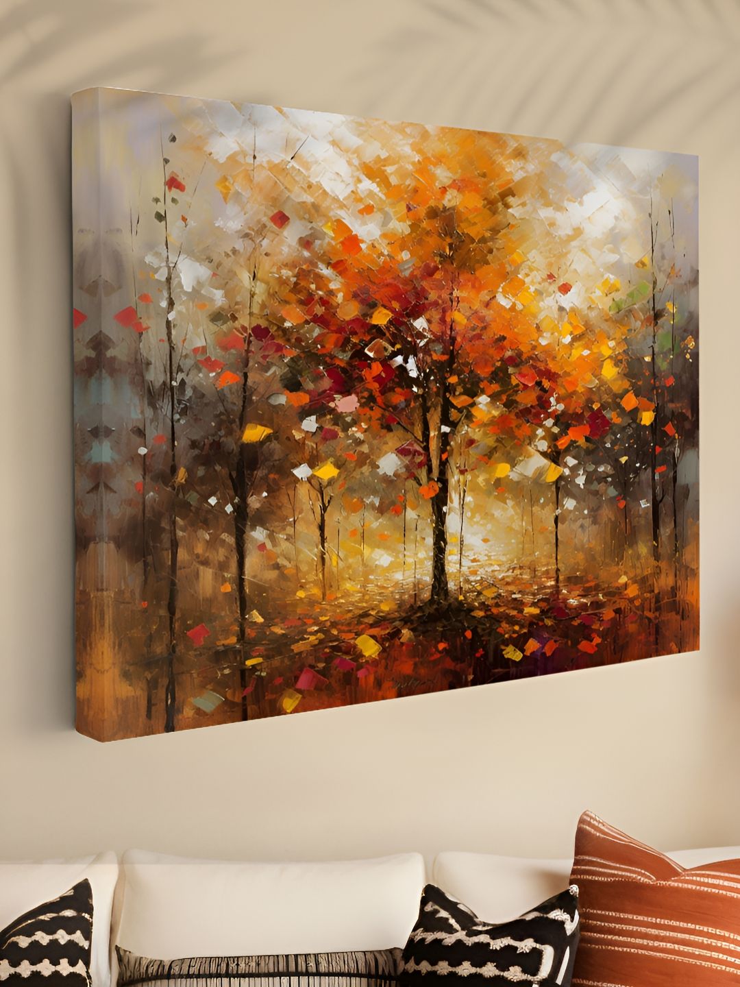 Myntra Elegant Homes Orange & Yellow Autumn Forest Canvas Wall Art-picture-21