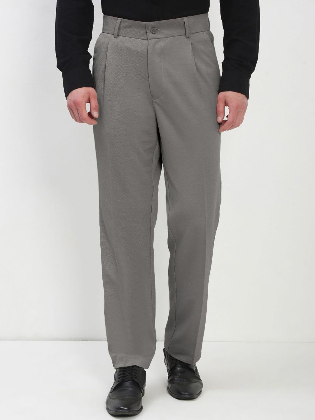 SHOWOFF Men Custom Mid-Rise Regular Fit Pleated Cotton Formal Trousers-picture-19