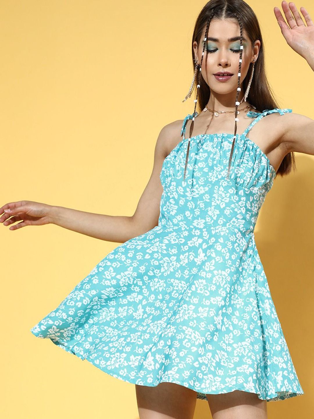 Moda Rapido Women Floral Printed Sleeveless A-Line Dress-picture-33