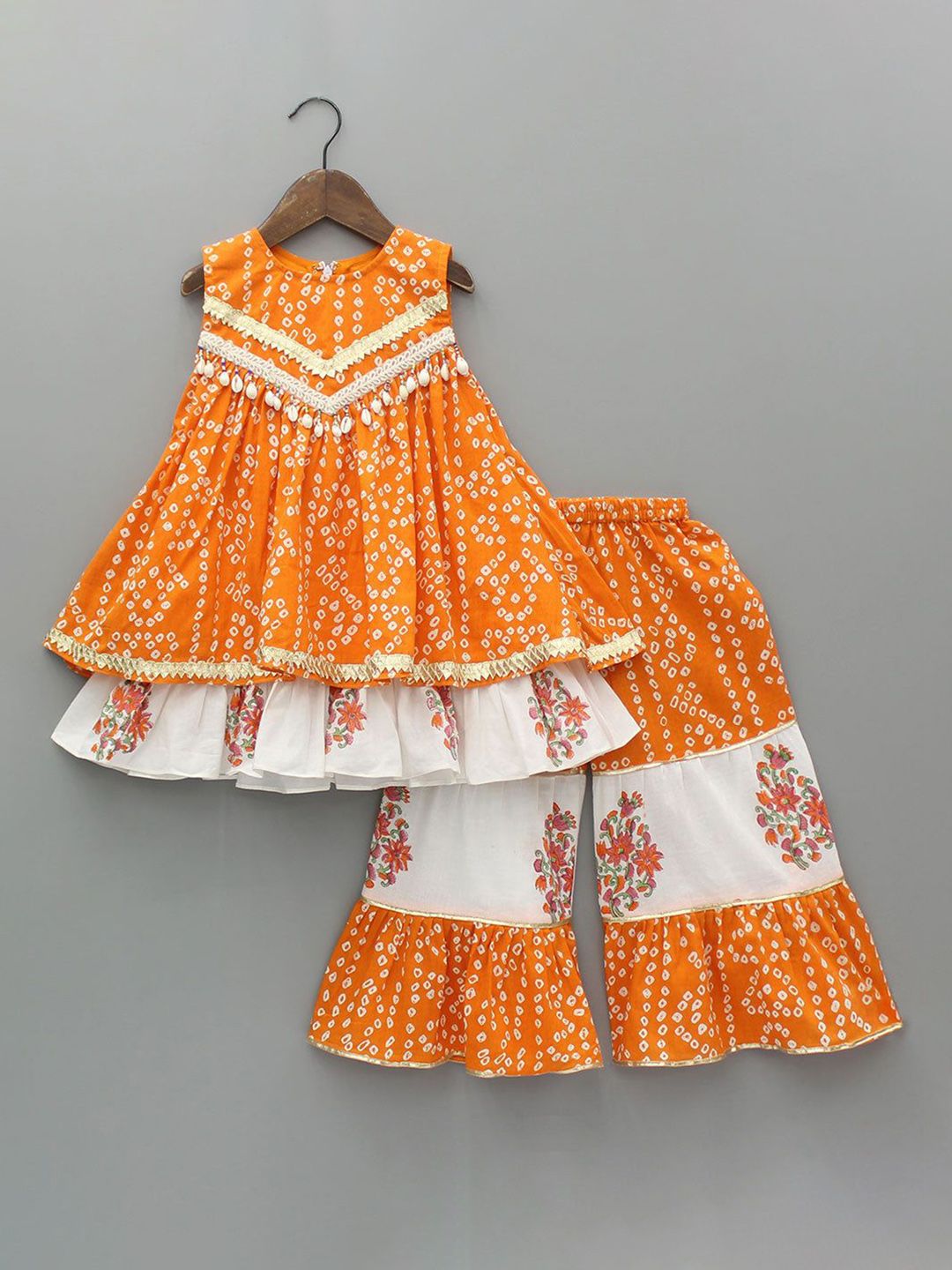BAESD Girls Bandhani Printed Regular Kurta with Sharara-picture-27