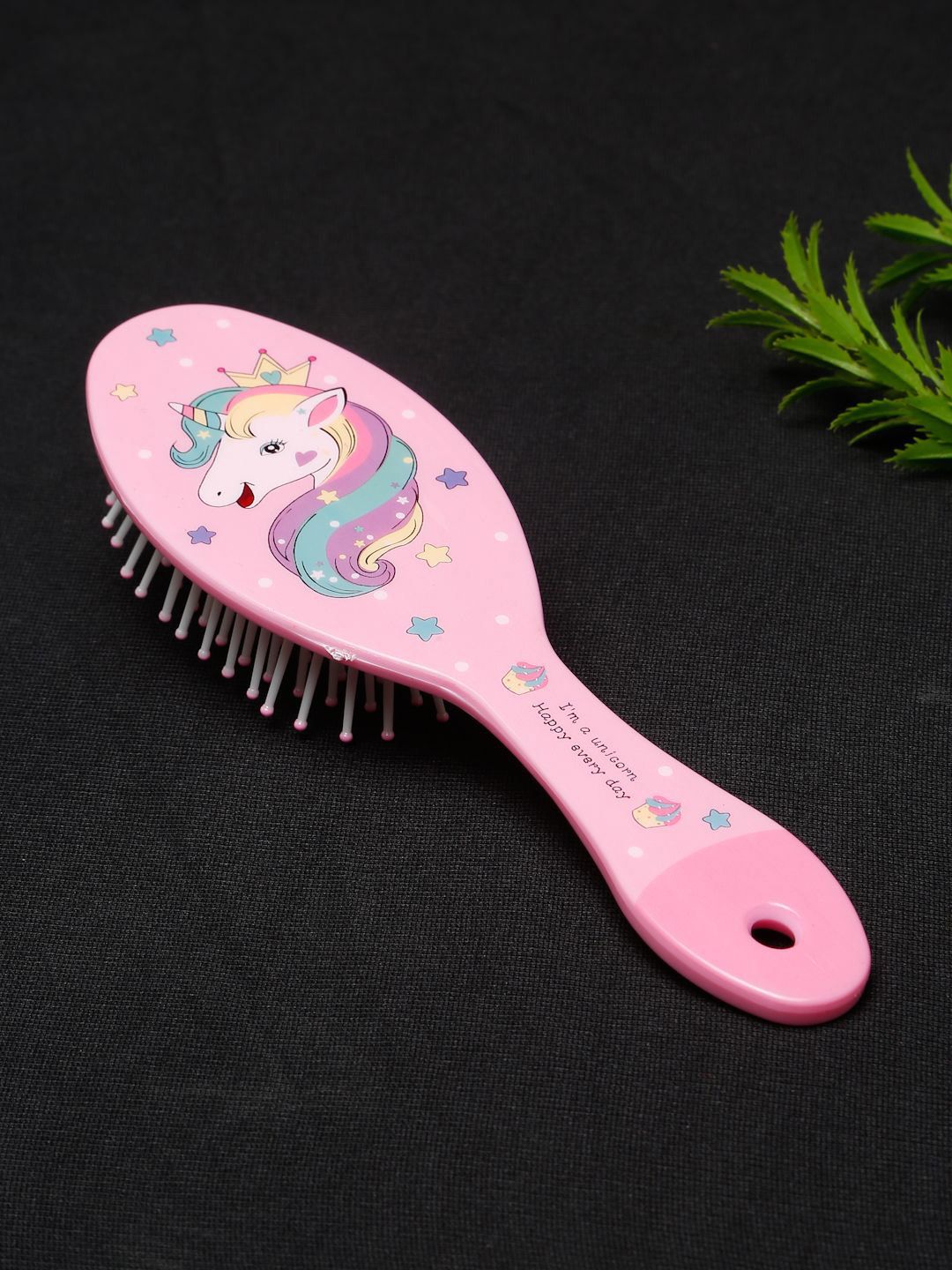 Stoln Unicorn Printed Oval Shaped Hair Brush- Pink