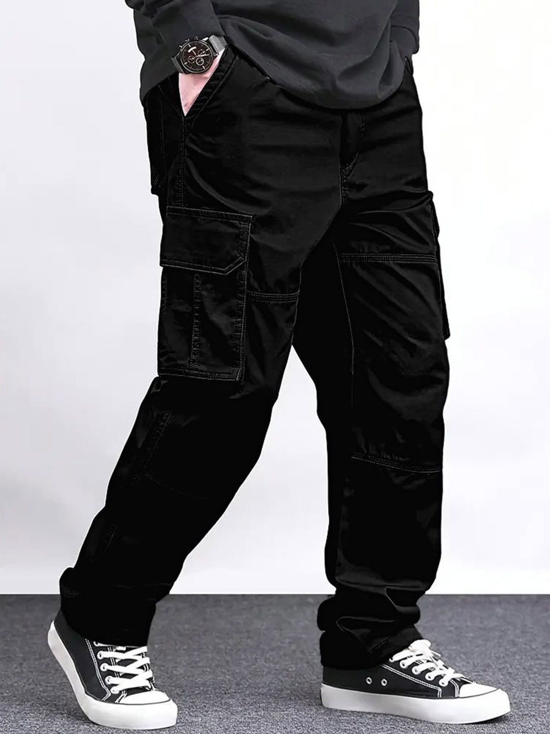 VOGAAN Men Relaxed Loose Fit Cargos Trousers-picture-26