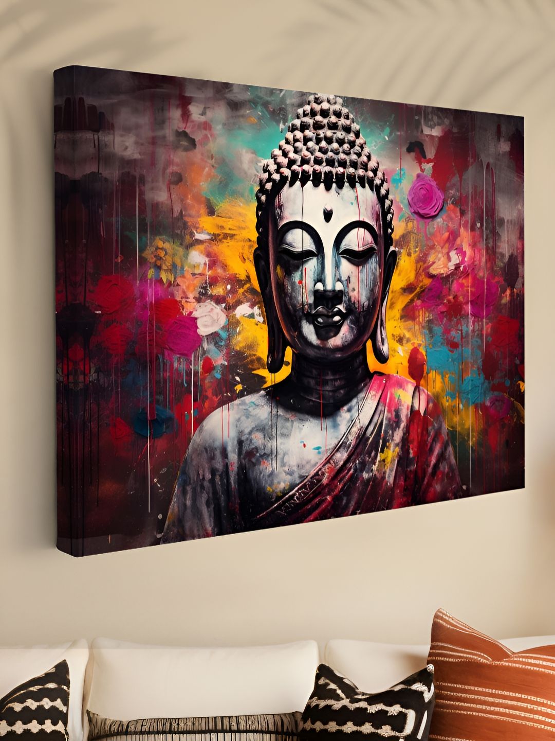 Myntra Elegant Homes Black & Pink Lord Buddha Religious Canvas Wall Art-picture-17