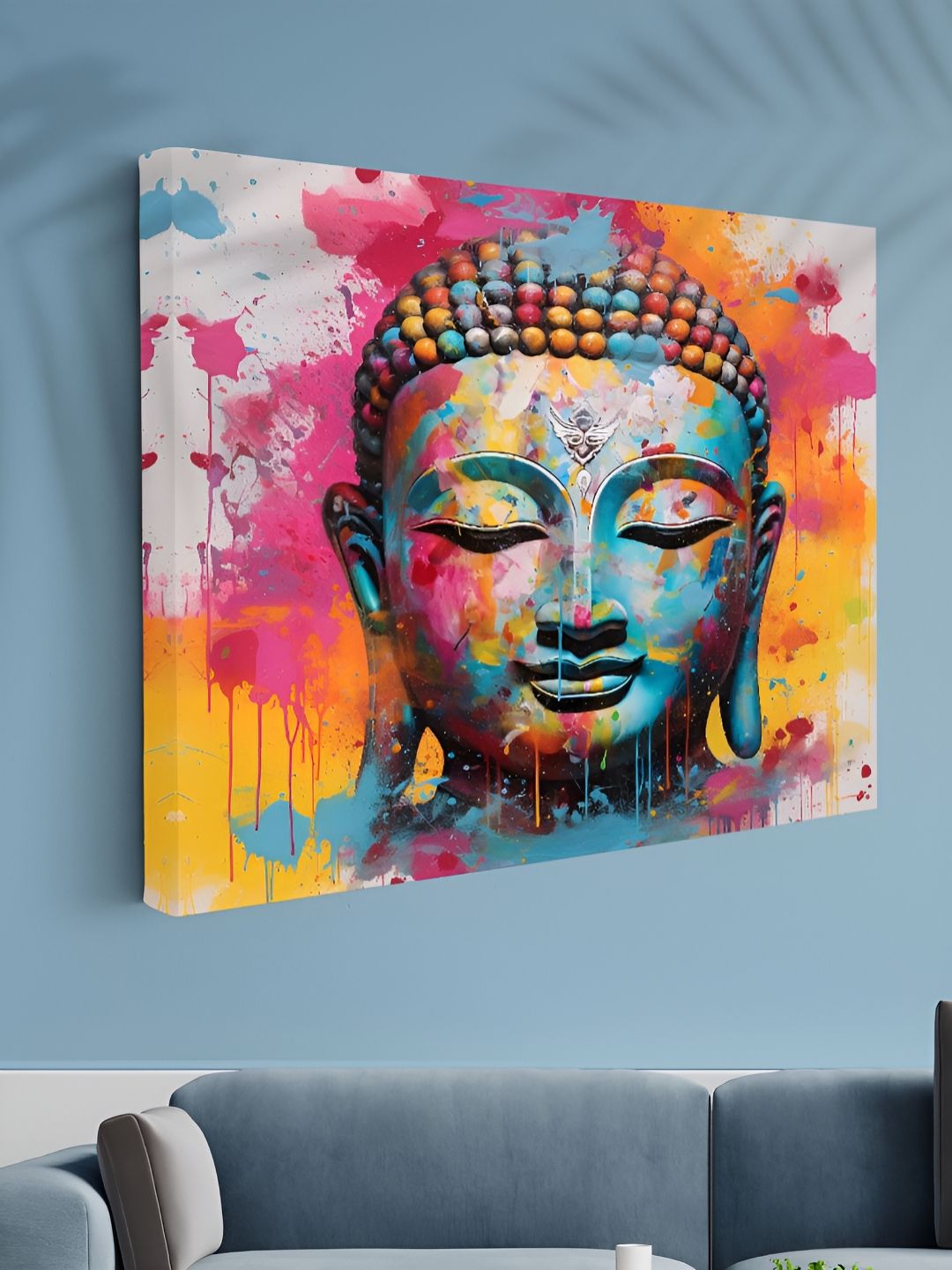Aura Blue & Pink Buddha Printed Canvas Wall Art-picture-29