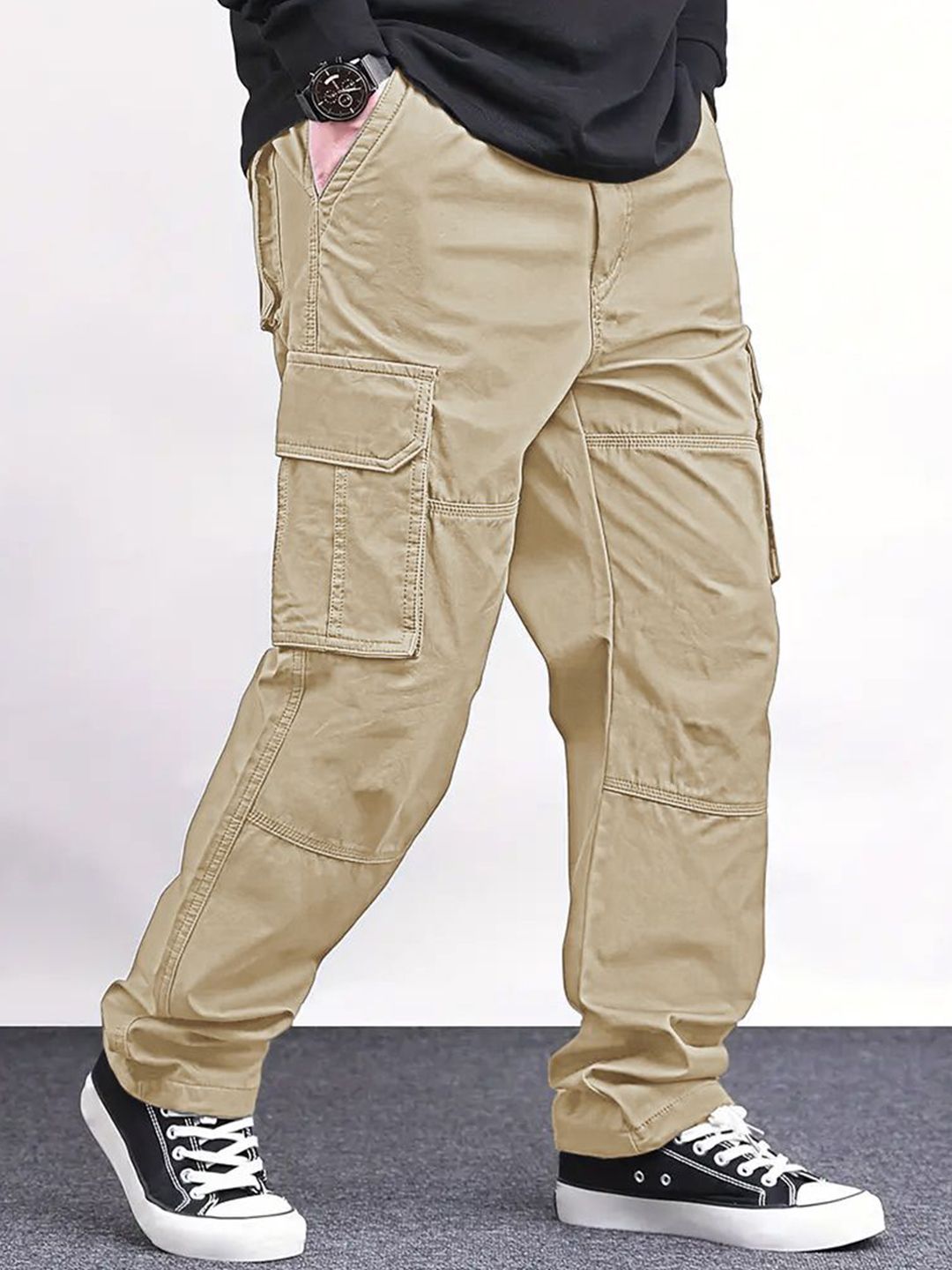 VOGAAN Men Relaxed Loose Fit Cargos Trousers-picture-47
