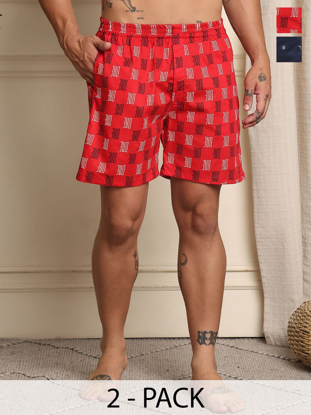 Mast & Harbour Pack Of 2 Printed Super Pure Combed Mercerized Cotton Boxers - BOXCOM142-S-picture-22