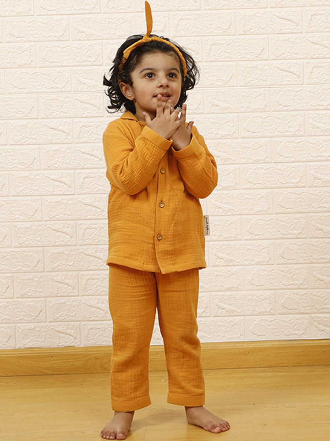 Snuggly Spaces Kids-Unisex Mustard Nightdress-image-10