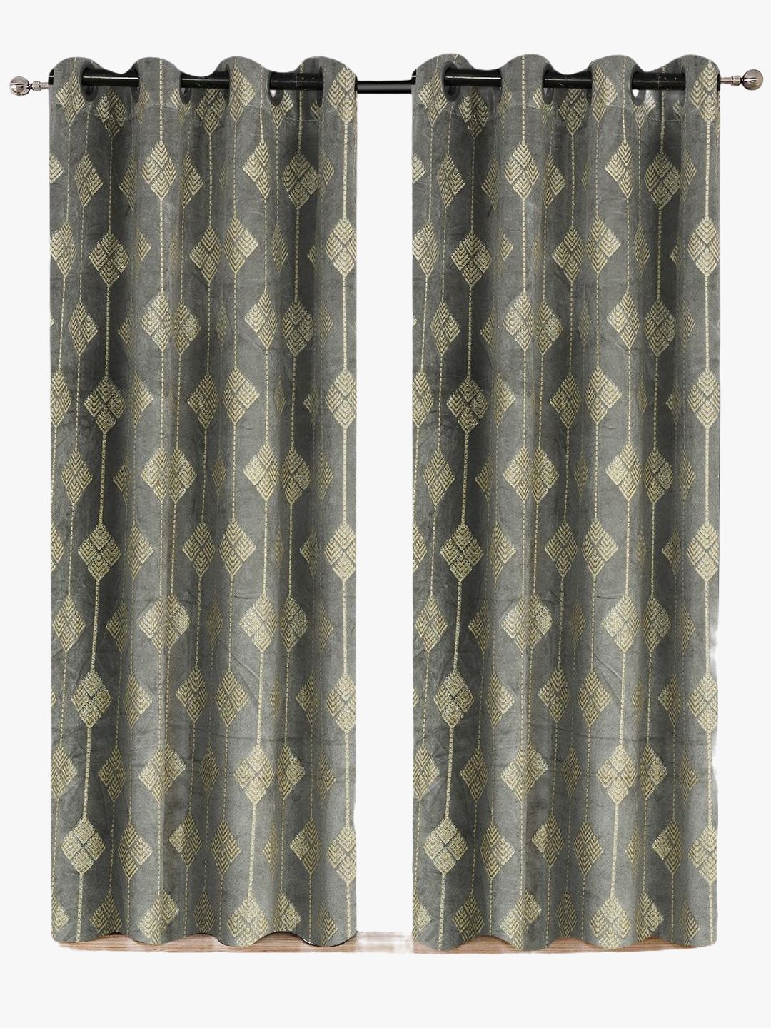 Myntra Elegant Homes Grey 2 Pieces Geometric Printed Room Darkening Door Curtain-picture-23