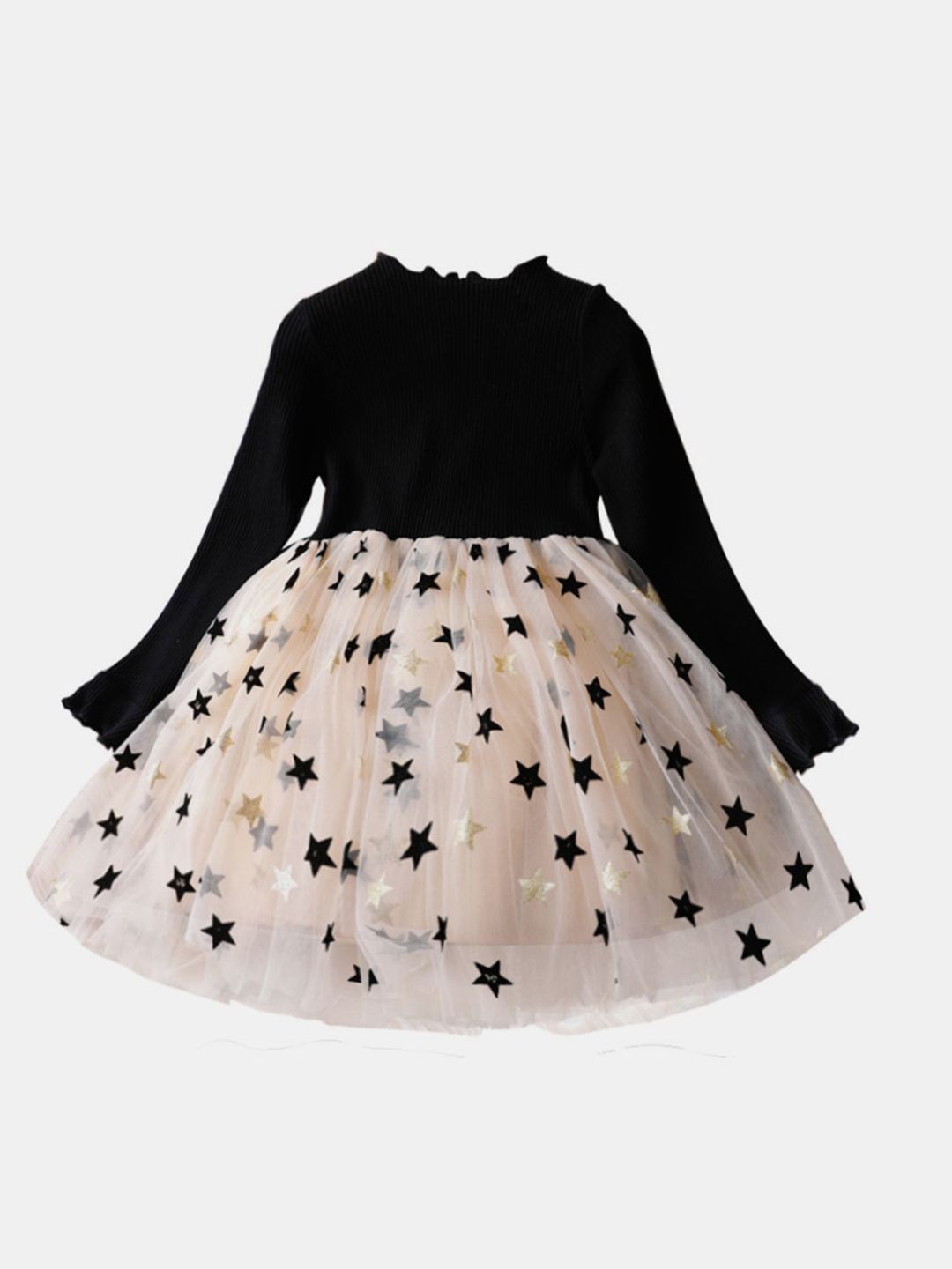 YK Girls Embellished Stars Fit & Flare Dress-picture-13