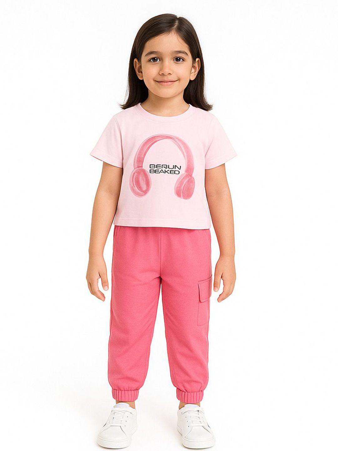 POP STREET KIDS Girls Graphic Printed Round Neck T-shirt With Trousers-picture-54