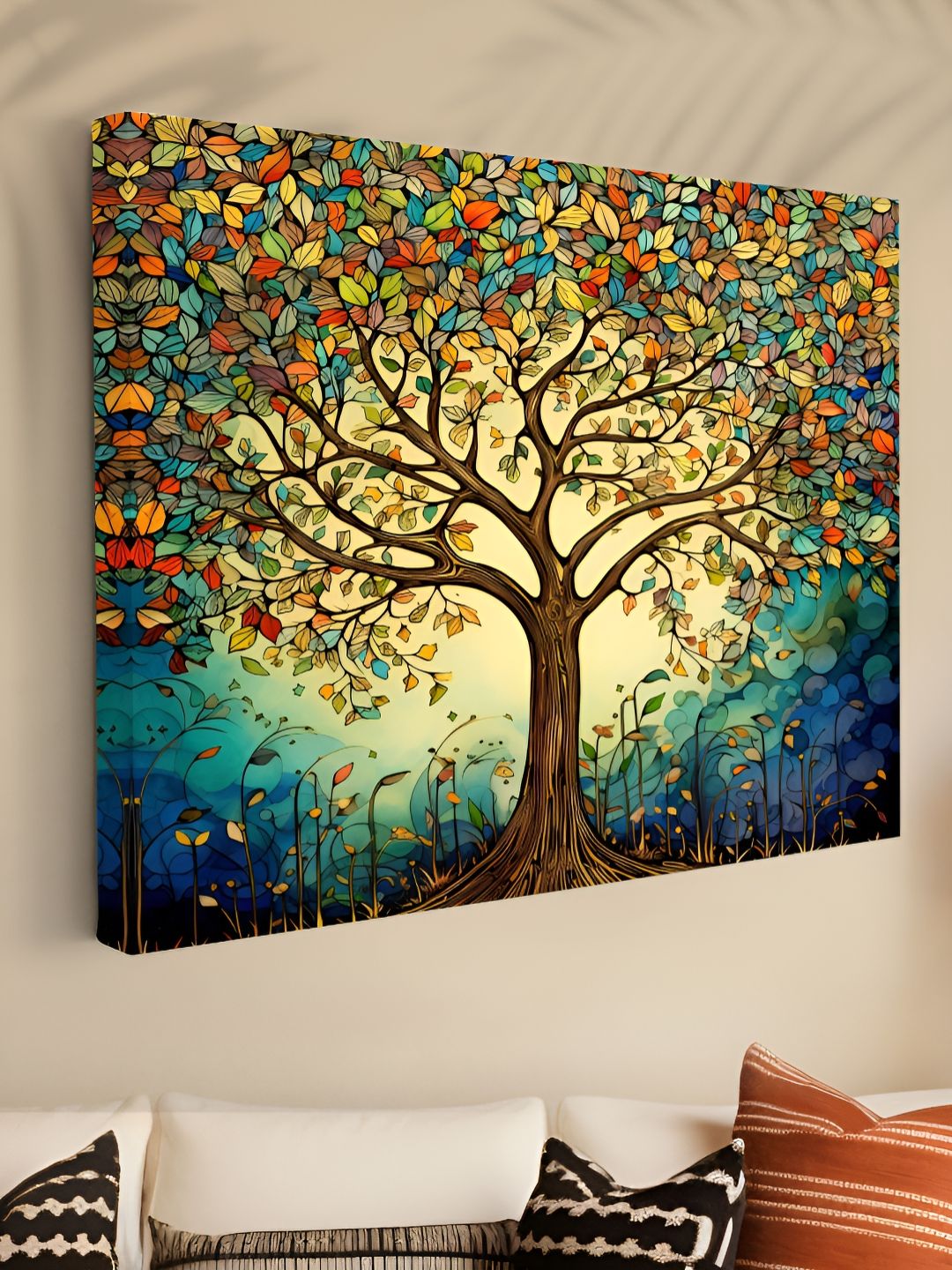 Myntra Elegant Homes Blue & Yellow 1 Piece Canvas Floral and Botanical Wall Paintings-picture-16