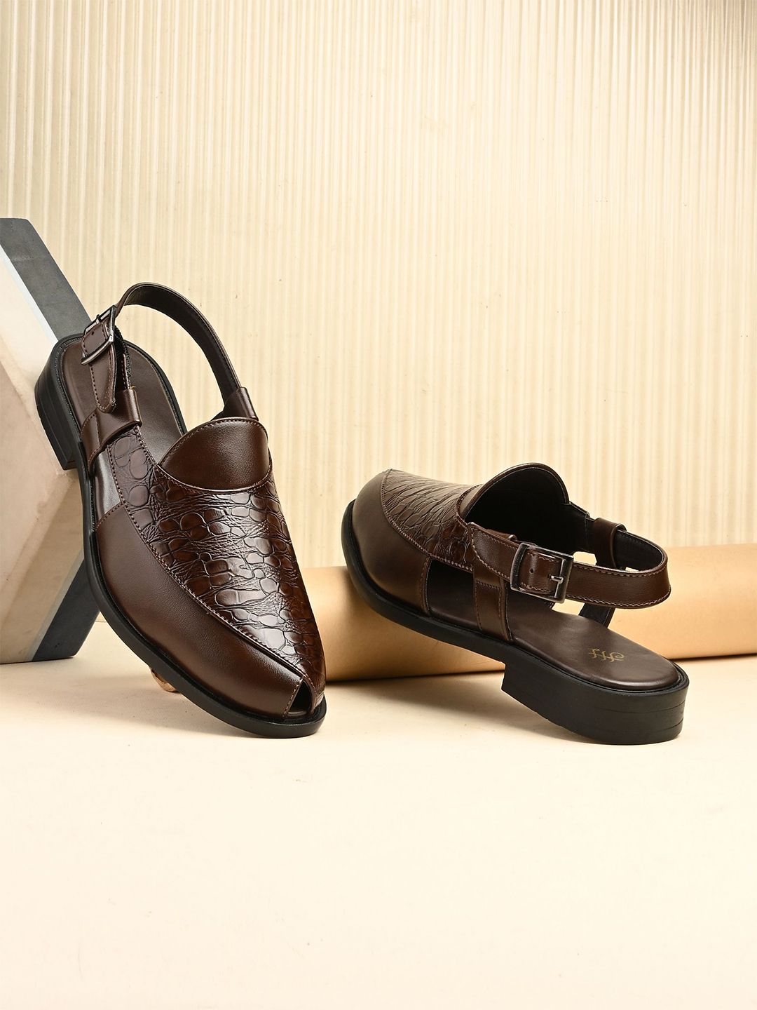 House of Pataudi Men Textured Shoe-Style Sandals-image-45