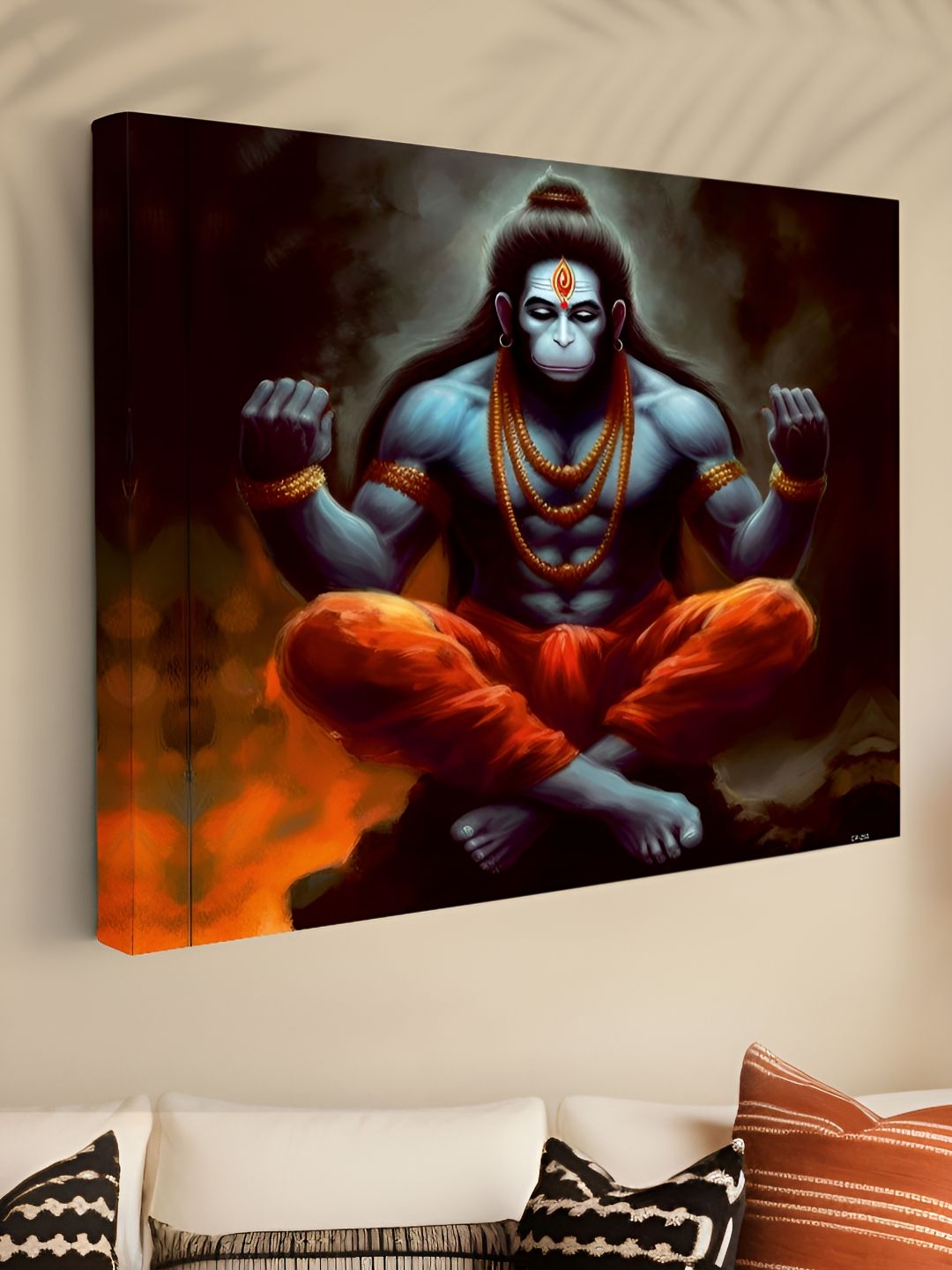 Myntra Elegant Homes Black & Orange Lord Hanuman Ji Religious Canvas Wall Art-picture-14