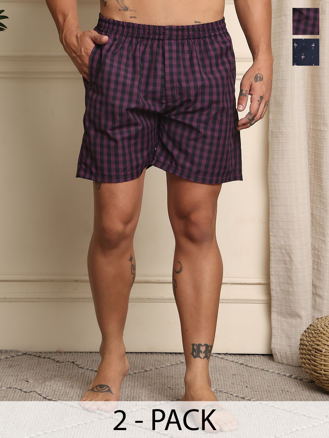 Mast & Harbour Pack Of 2 Printed Cotton Boxers BOXCOM105-S-picture-26