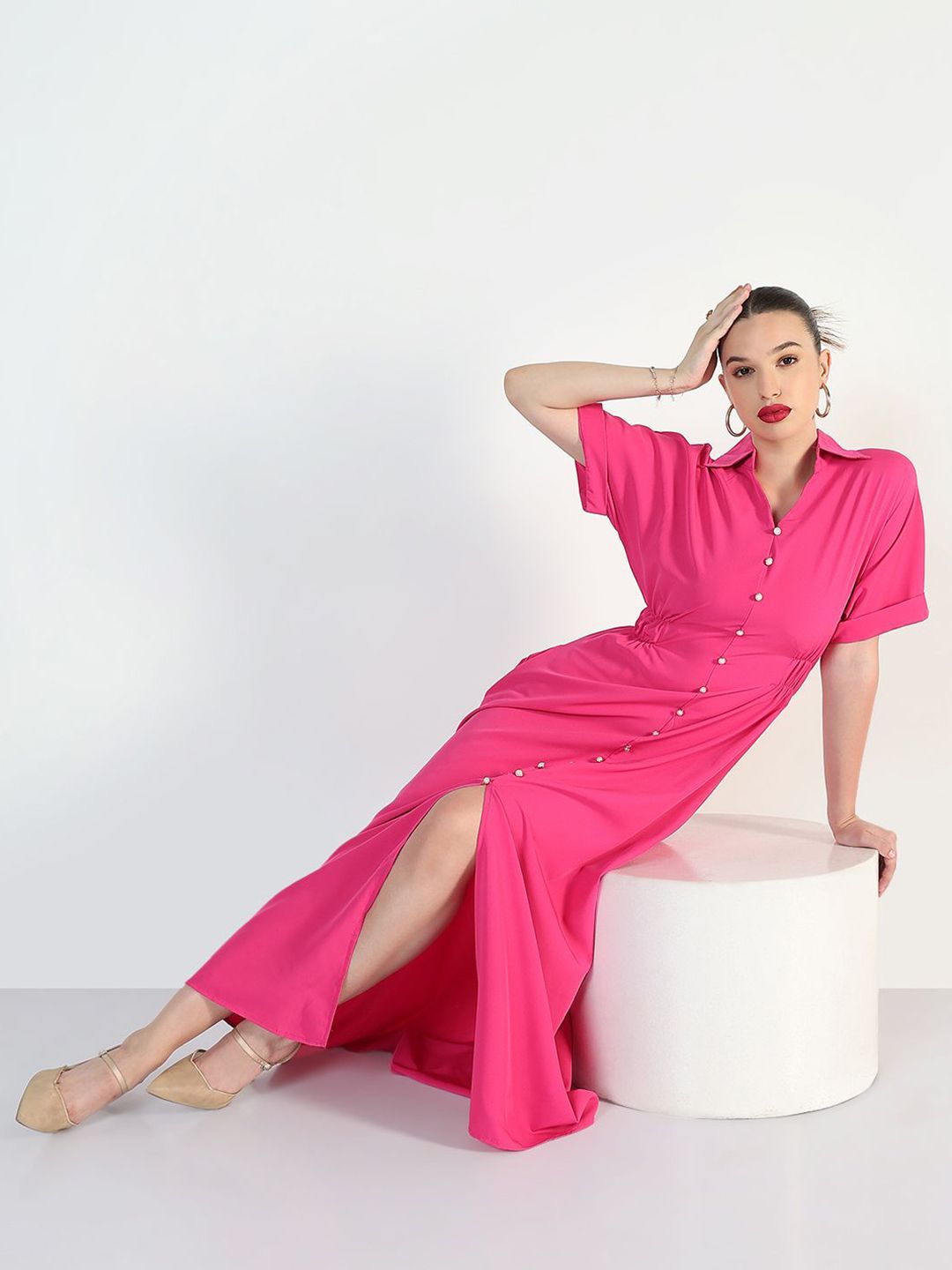SHOWOFF Women Extended Sleeves Shirt Maxi Dress