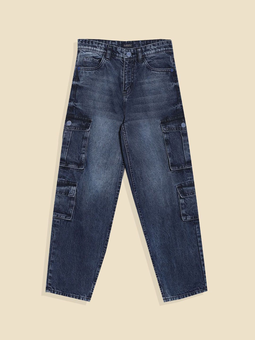 Allen Solly Junior Boys Regular Fit Mid-Rise Mildly Distressed Light Fade Jeans-picture-23