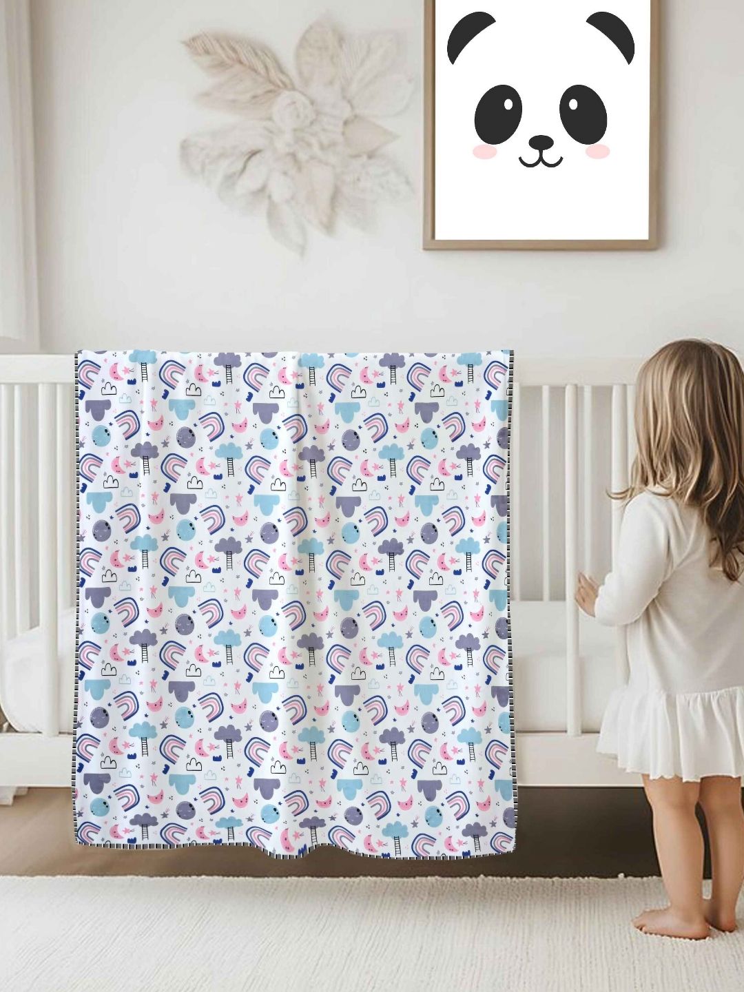 MAFATLAL Kids Blue & White Cotton Cartoon Characters AC Room Single Bed Dohar-picture-14