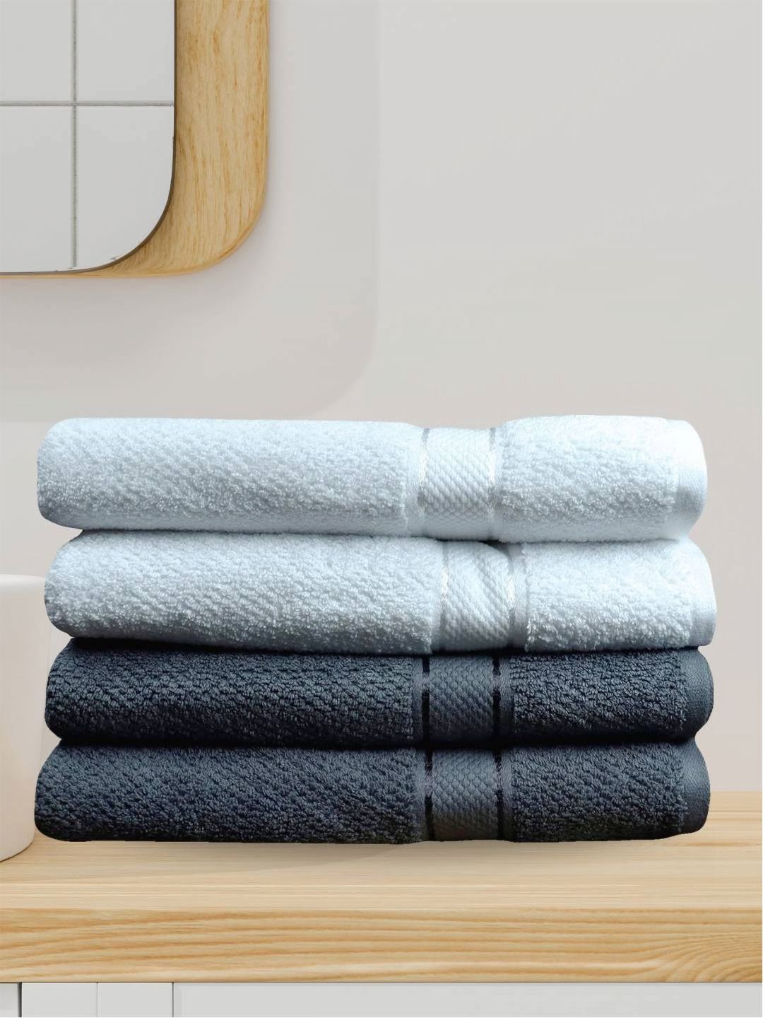 SENSES White & Charcoal 4 Cotton 550 GSM Bath Towel-picture-39