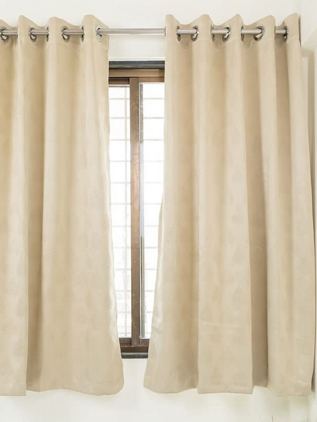 Parda Online Beige Set of 2 Black Out Window Curtain-image-2