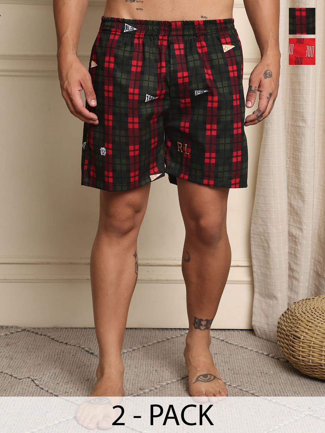 Mast & Harbour Pack Of 2 Printed Pure Cotton Boxers BOXCOM47-S-picture-31