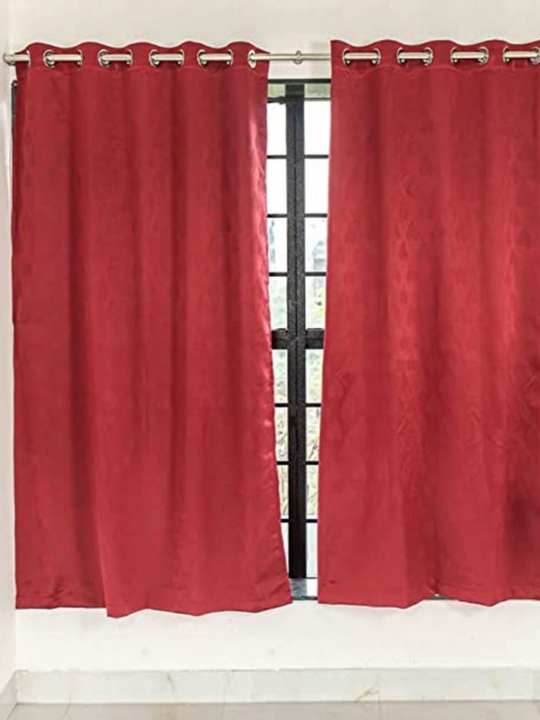 Parda Online Maroon Set of 2 Black Out Window Curtain-image-24