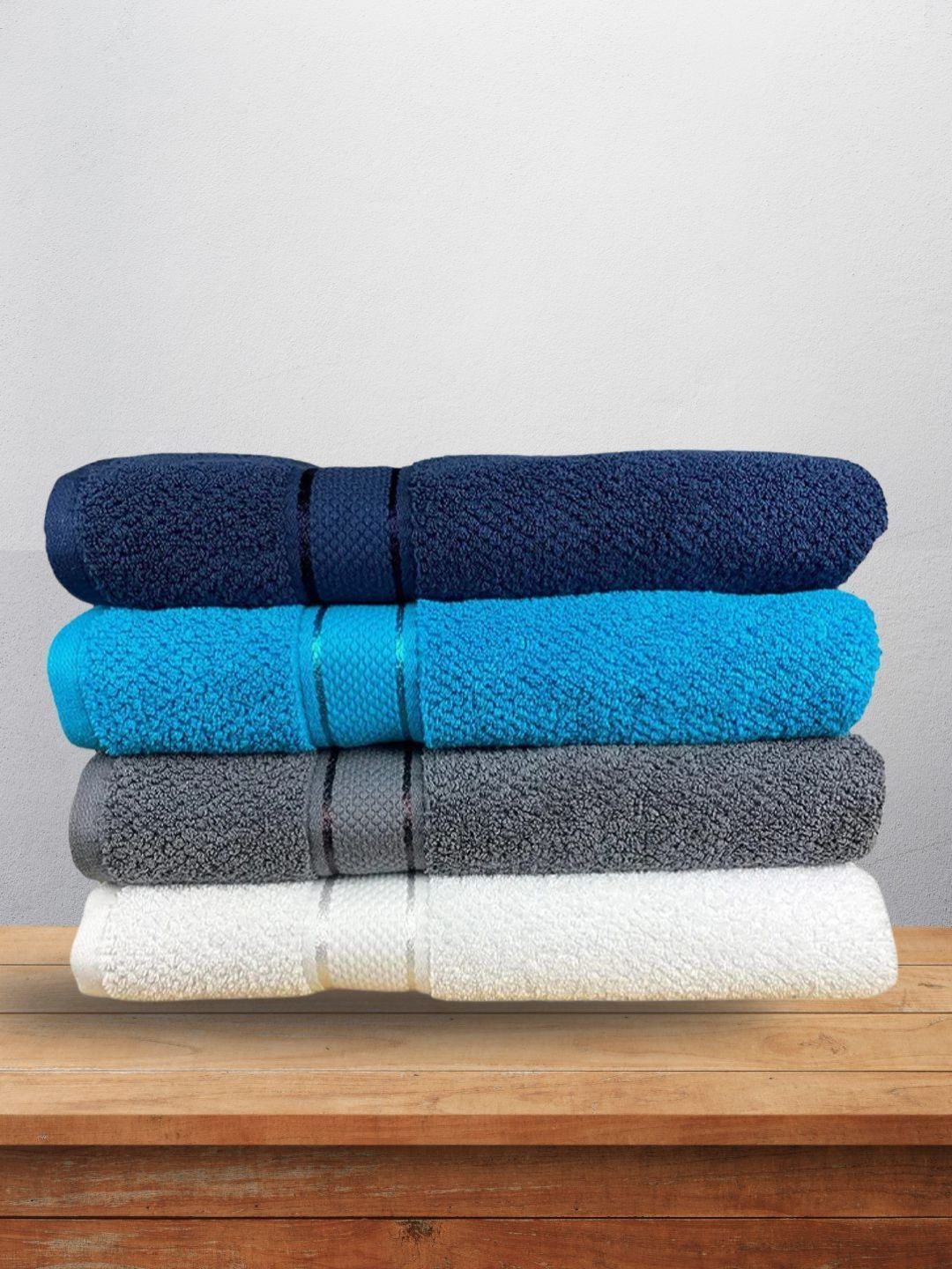 SENSES Grey & Navy Blue 4 Cotton 550 GSM Bath Towel-picture-25