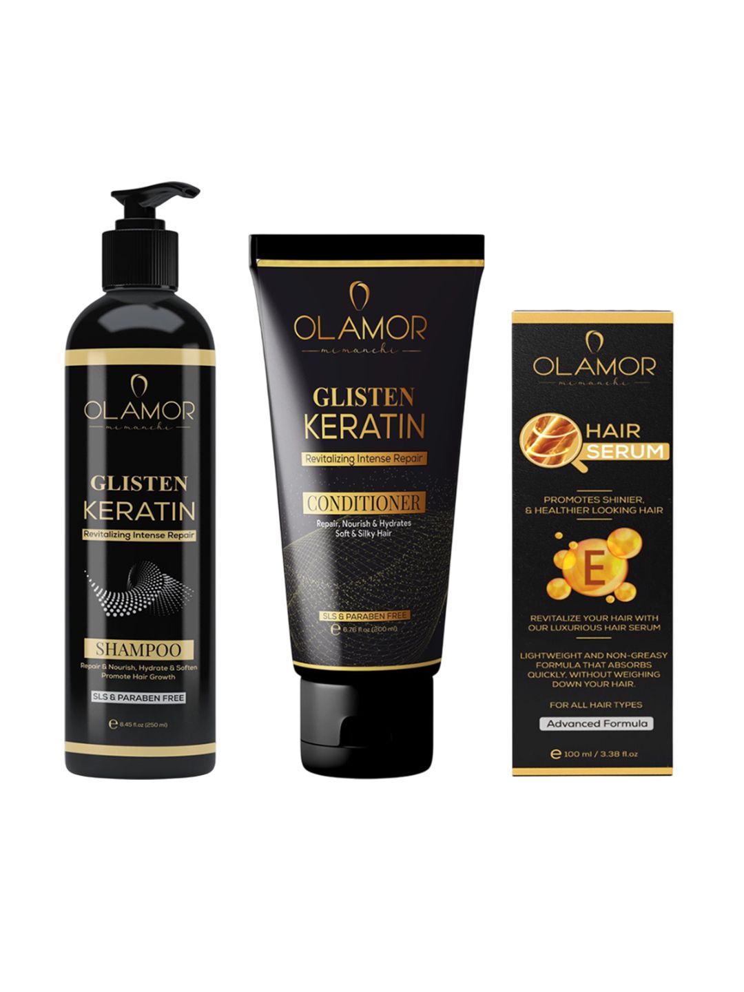 OLAMOR Set Of 3 Glisten Keratin Intense Repair Shampoo Conditioner & Hair Mask Combo-image-31