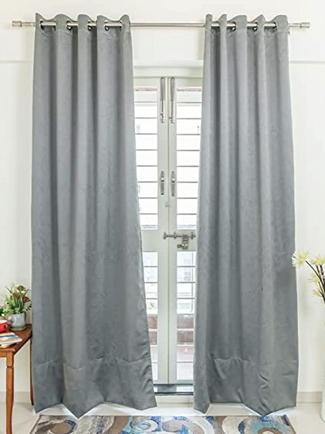 Parda Online Grey 2 Pieces Black Out Window Curtains-image-27