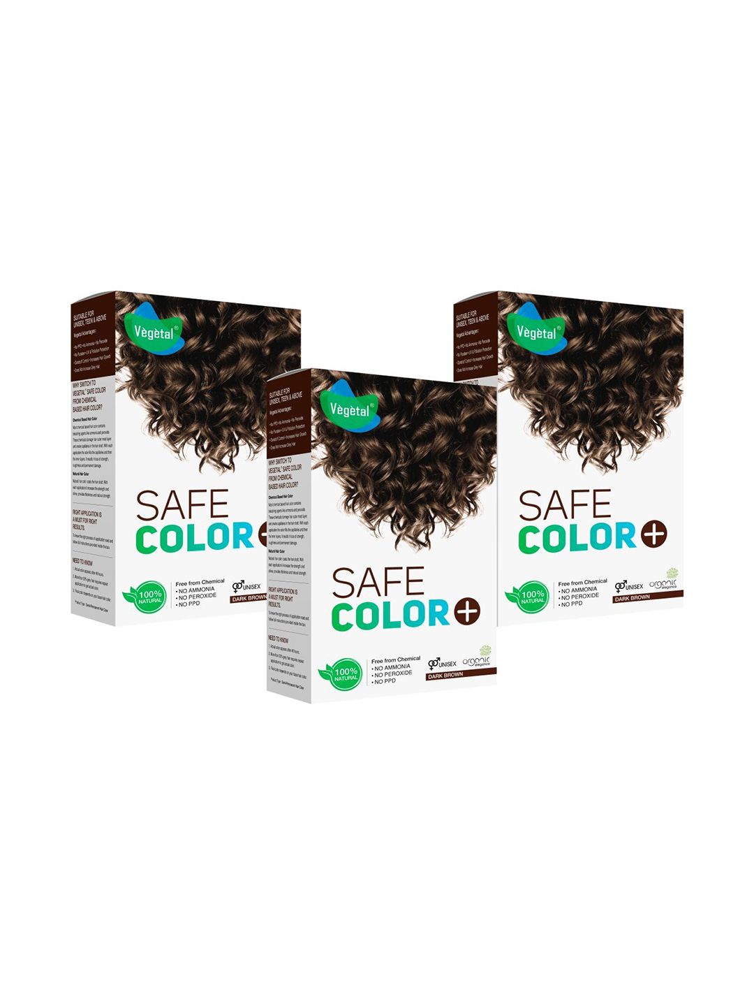 Vegetal Set Of 3 Safe Color Hair Color - 50 g Each - Dark Brown-picture-13