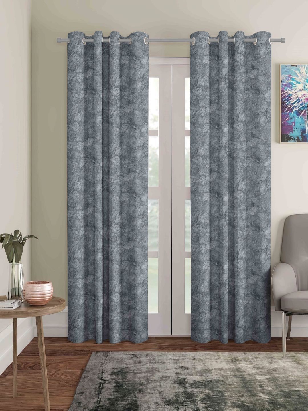 myntra elegant homes Aura Grey Set of 2 Black Out Long Door Curtain-picture-29