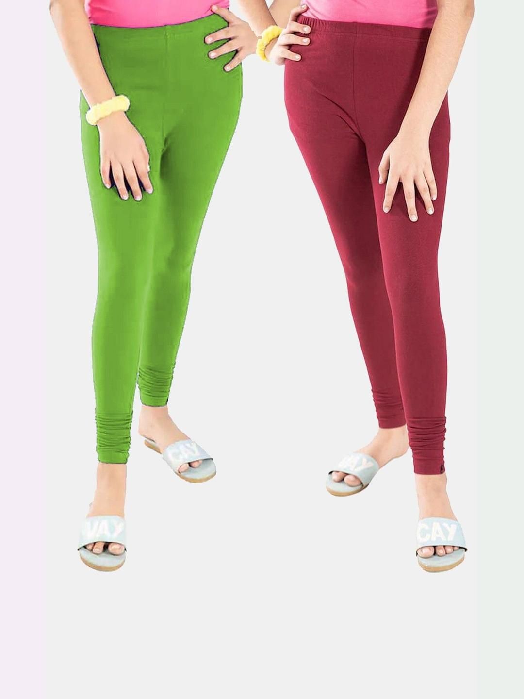 Tik Tok WEARS Girls Green Churidar Length Leggings-picture-57