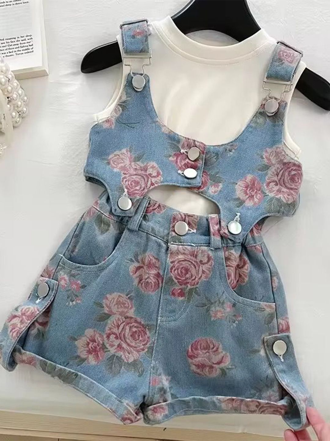 TrendyKid Girls Printed Dungarees Set-picture-13