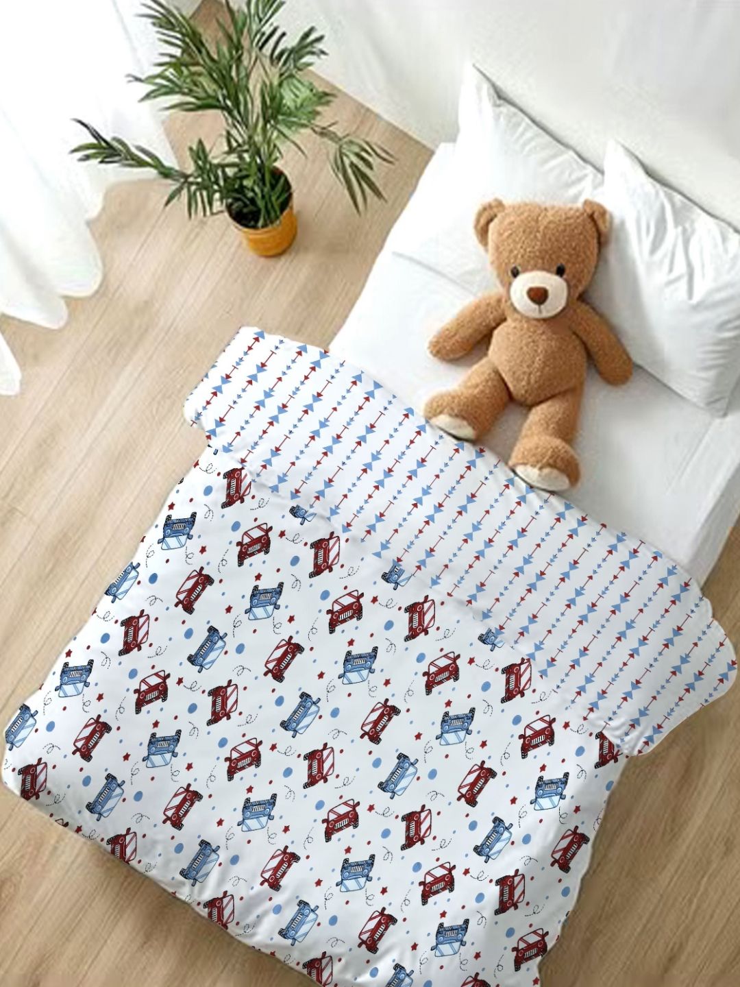 MAFATLAL White & Blue Cartoon Characters AC Room Single Bed Dohar-image-23