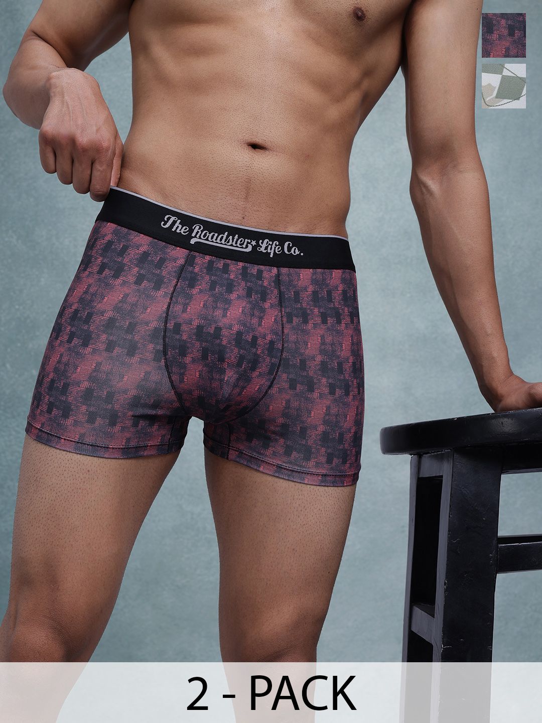 The Roadster Lifestyle Co Pack Of 2 Printed Ultrasoft Waistband Trunks RO1-RO6-S-picture-27
