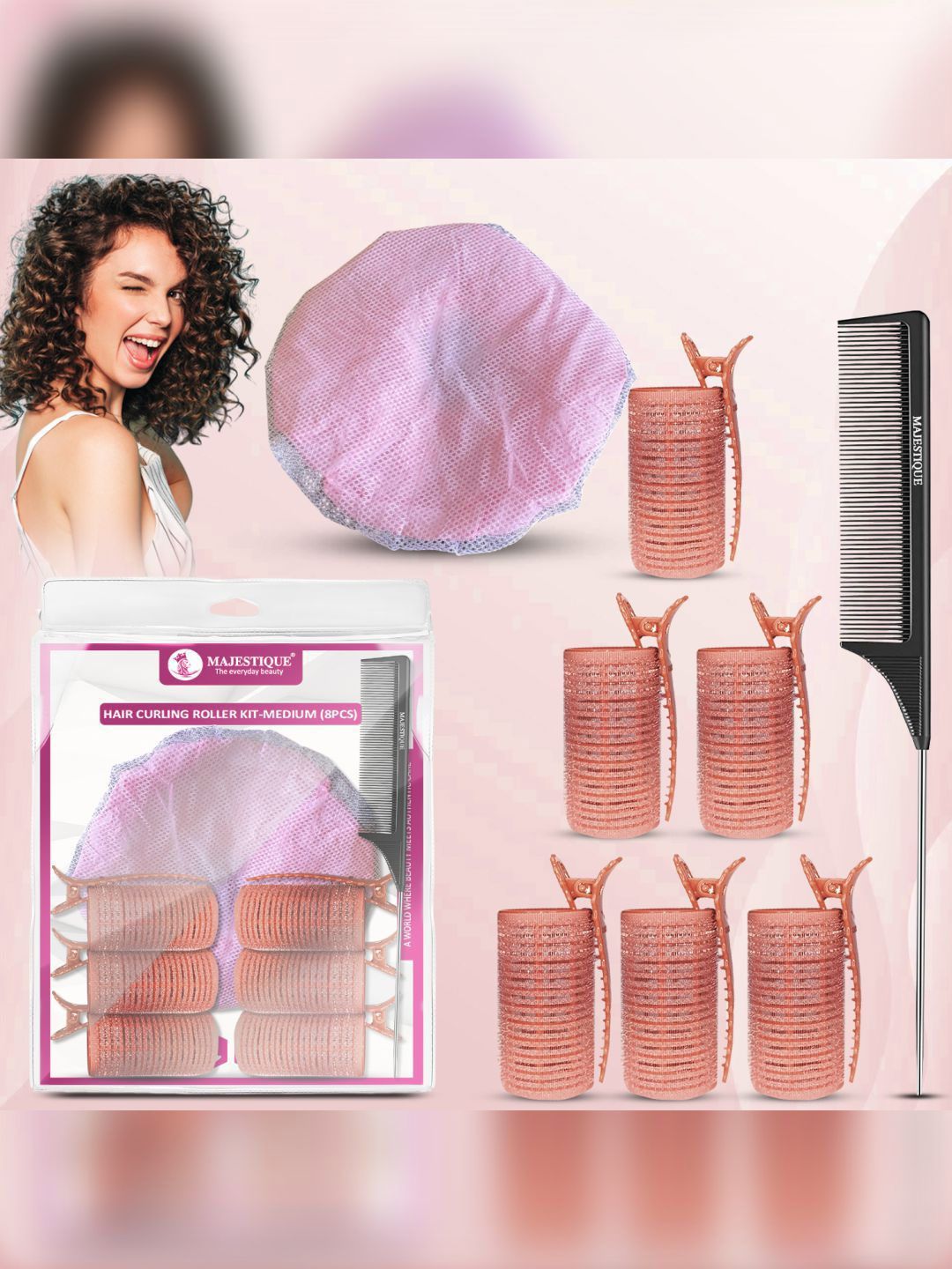 MAJESTIQUE Set Of 8 Hair Rollers Curling Kit-image-46