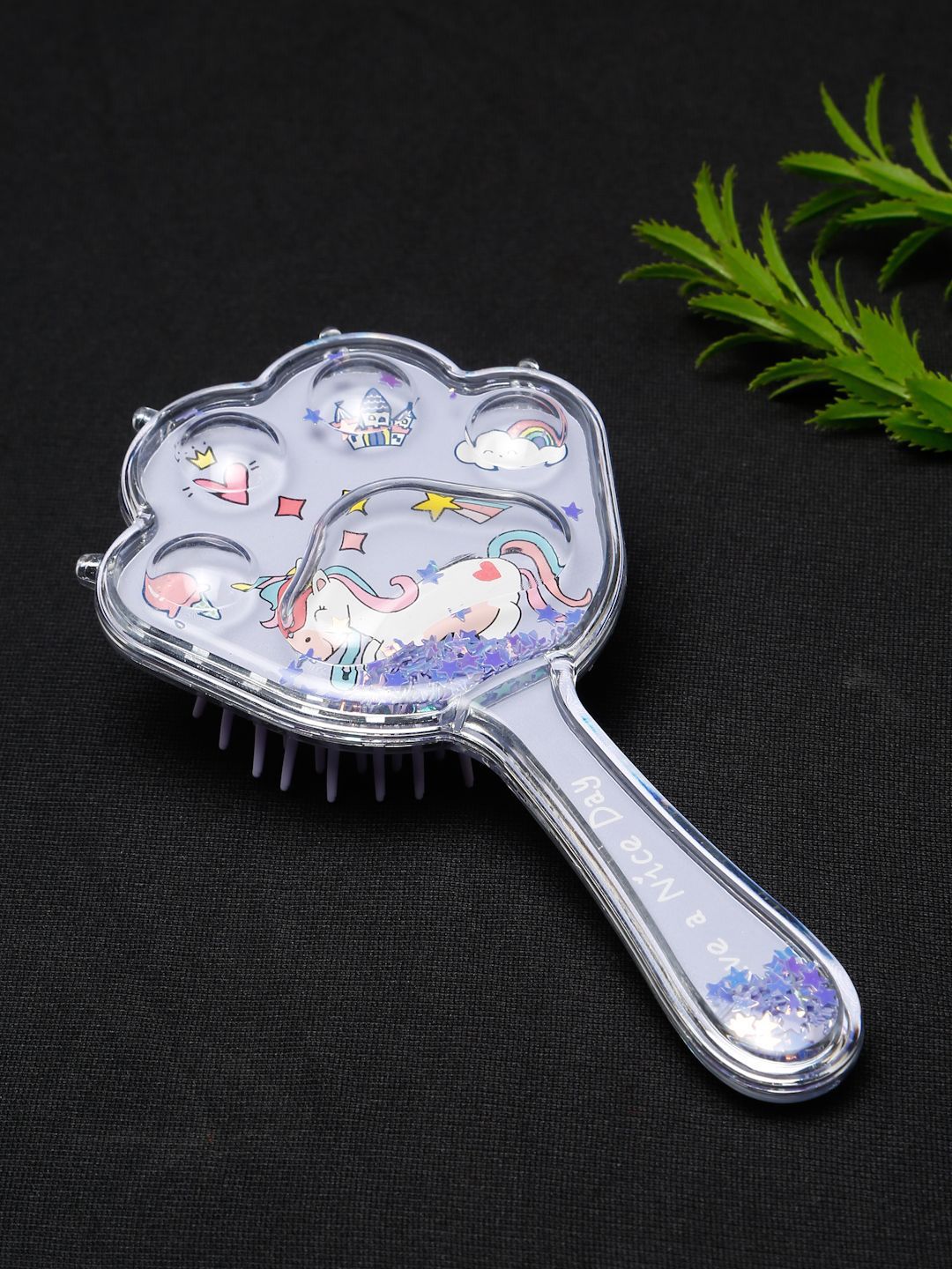 Stoln Unicorn Theme With Star Glittery Hair Brush- Purple