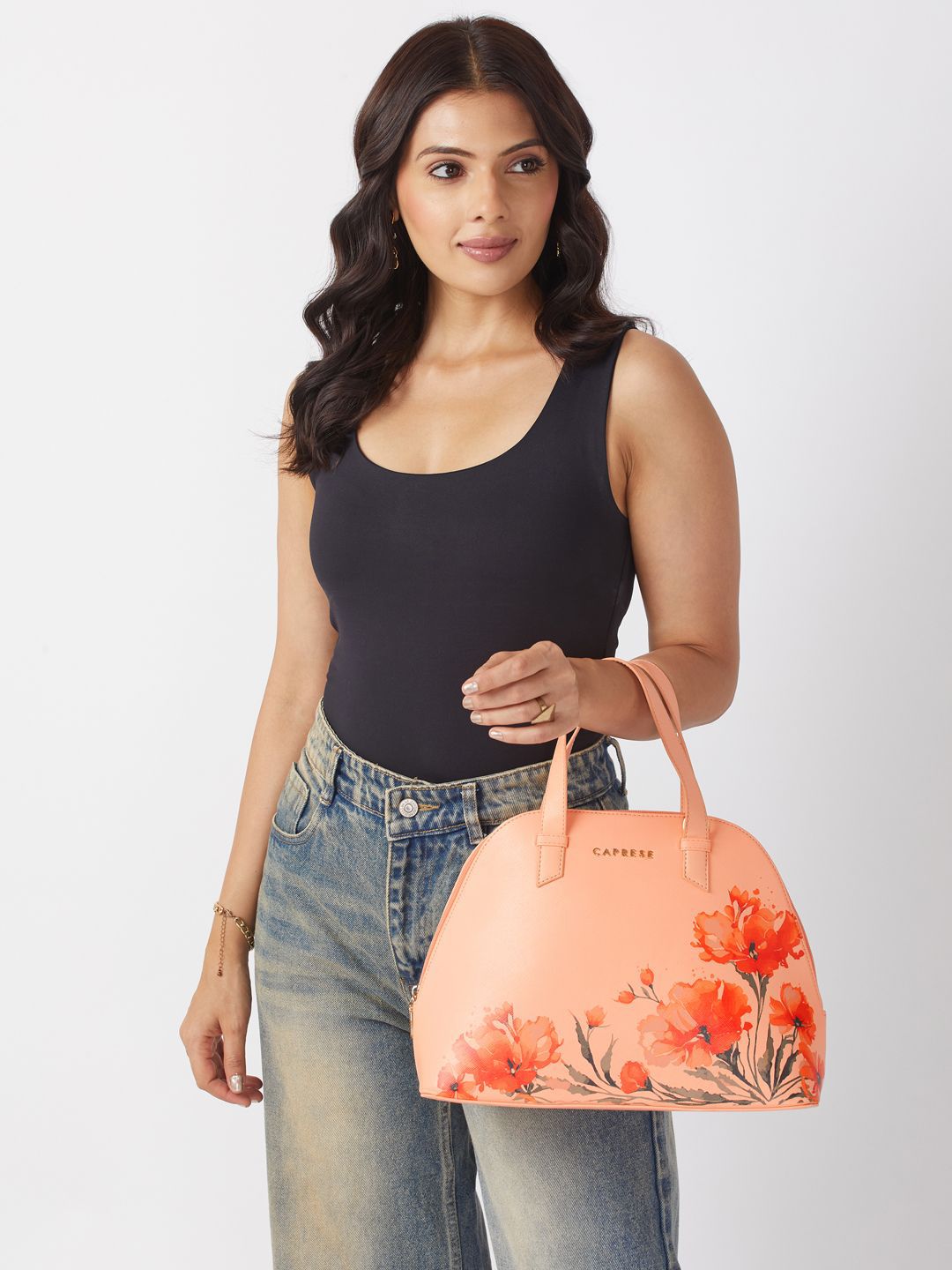 Caprese Floral Printed Structured Satchel-picture-16