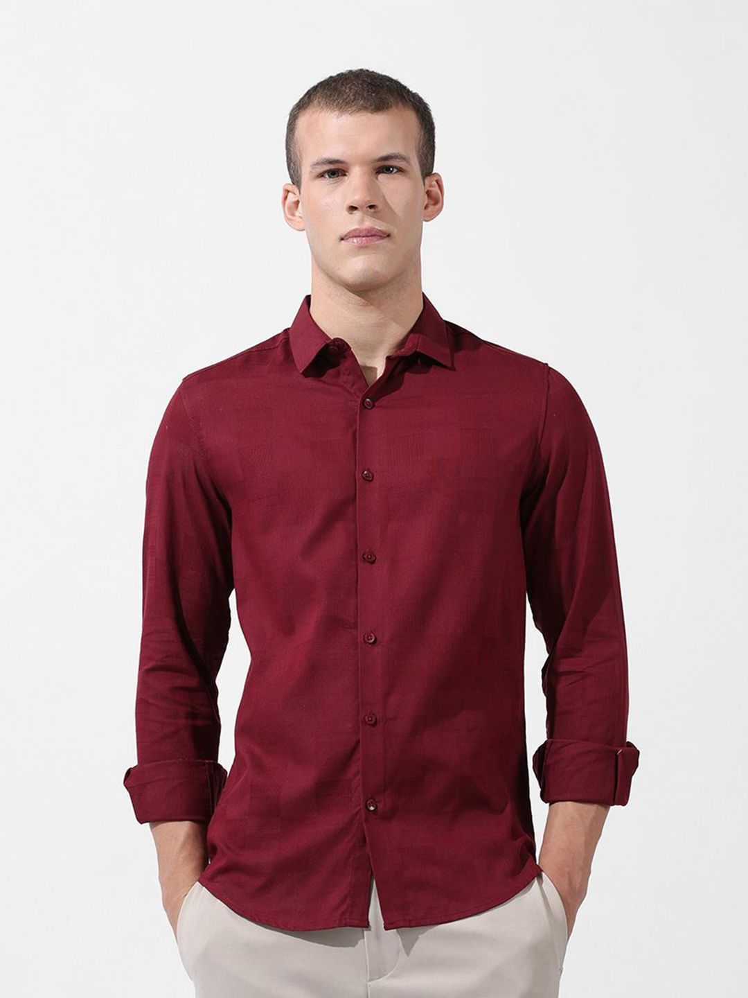 The Indian Garage Co Cutaway Collar Slim Fit Formal Shirt-picture-26