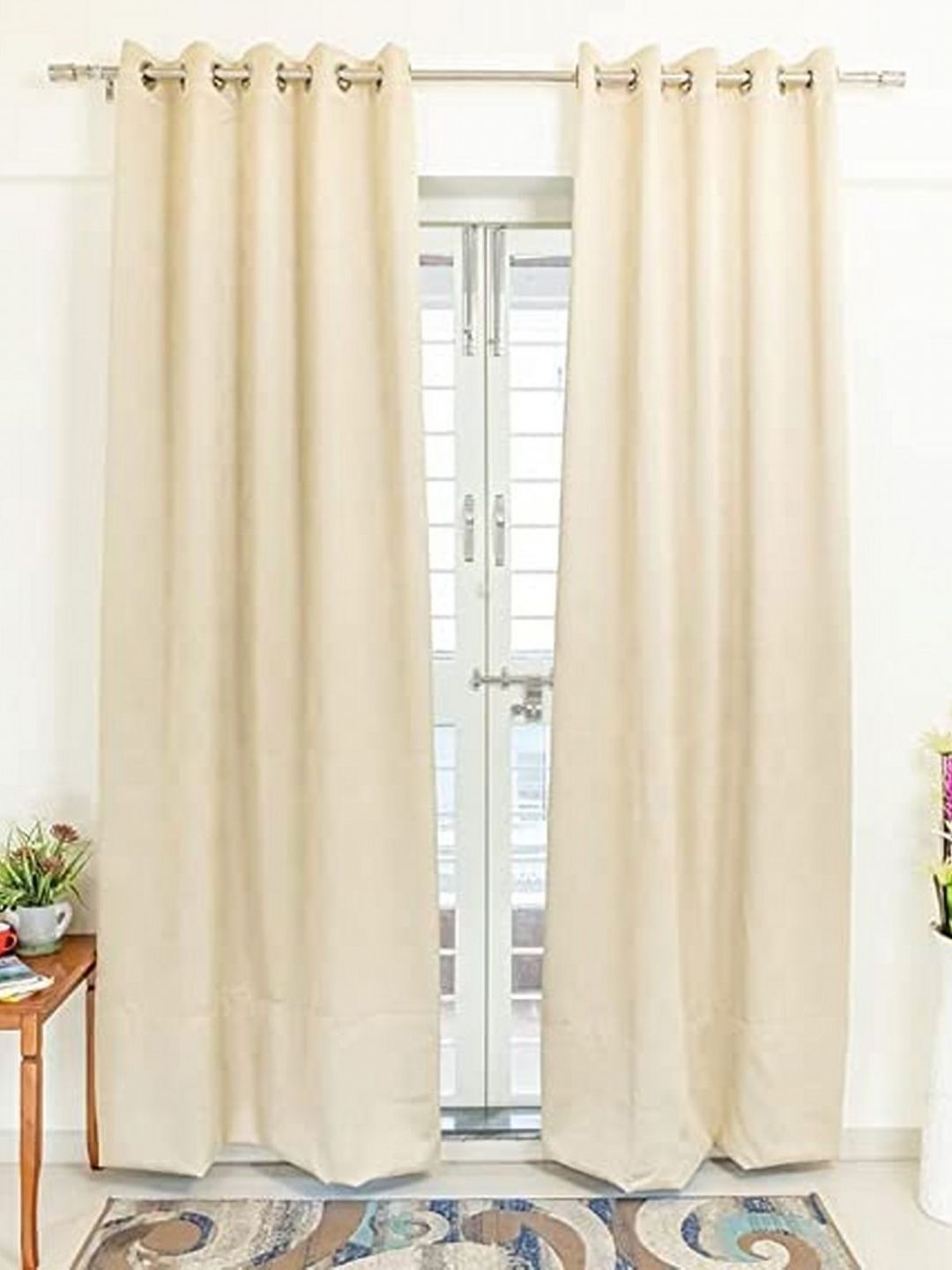Parda Online Beige Set of 4 Black Out Window Curtain-image-20