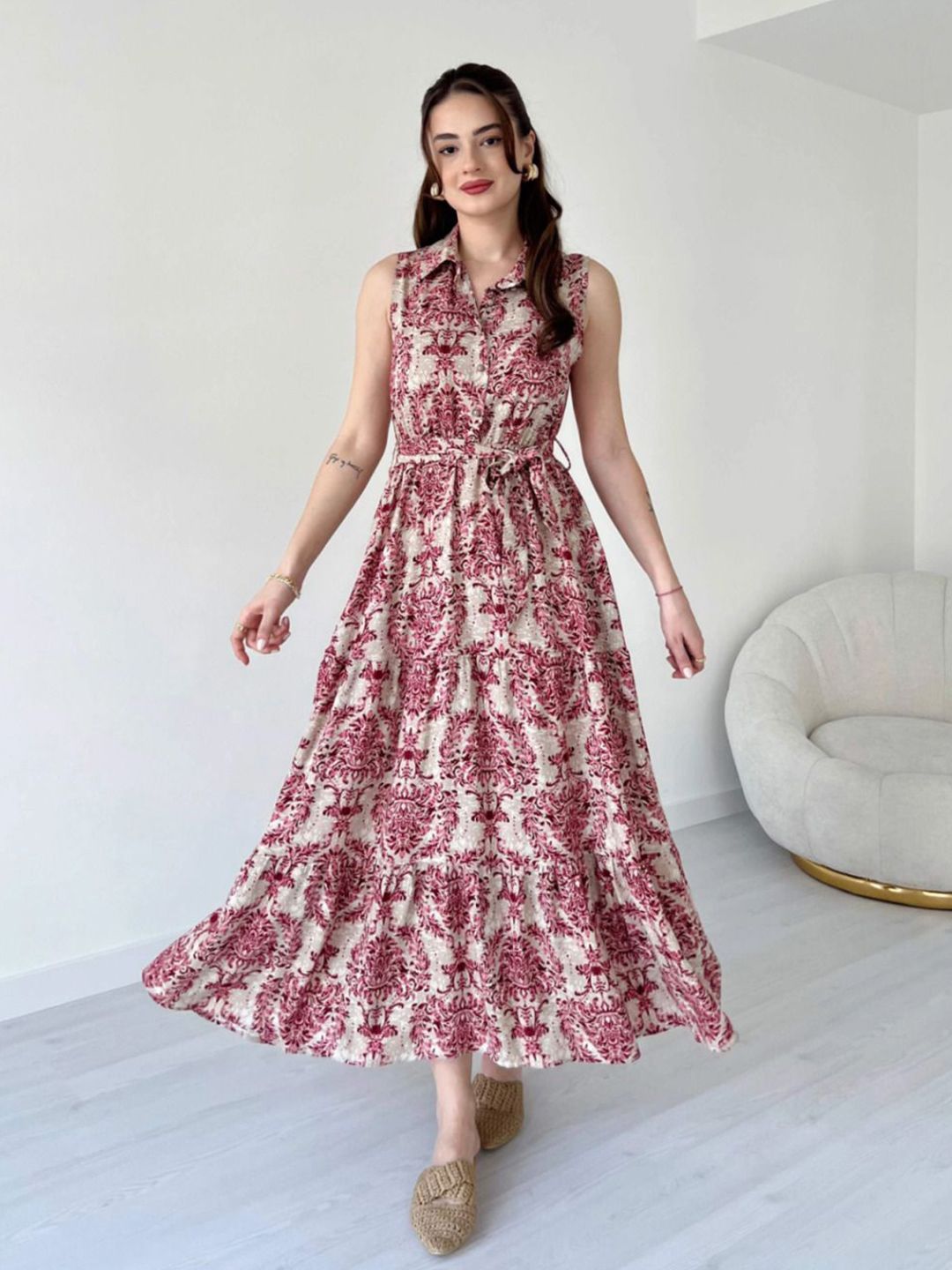 R RANAK CREATION Women Floral Print Fit & Flare Midi Dress-picture-14