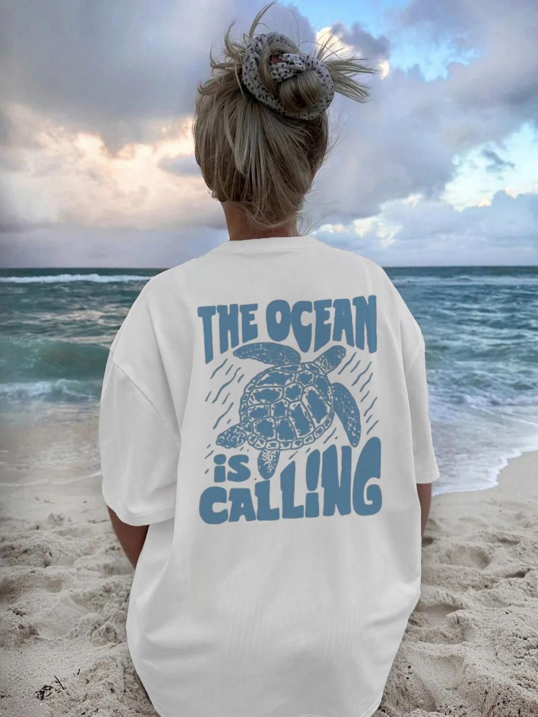 SZN Women Graphic Printed Round Neck Cotton Oversized T-shirt