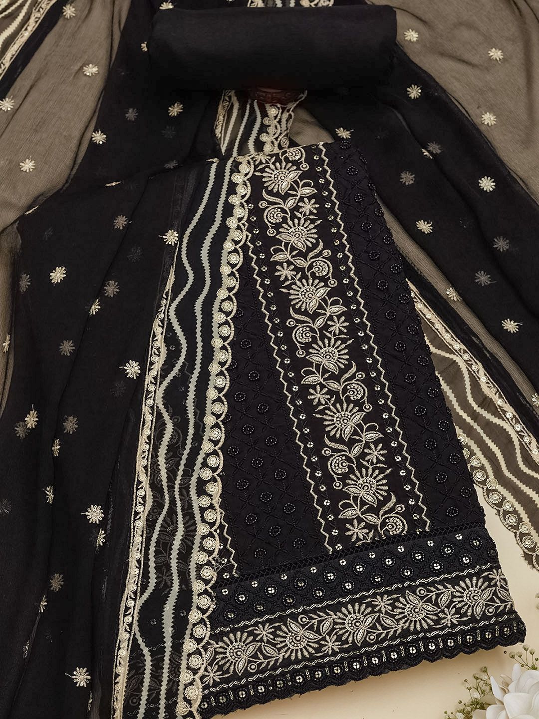 Soch Women Embroidered Organza Unstitched Dress Material