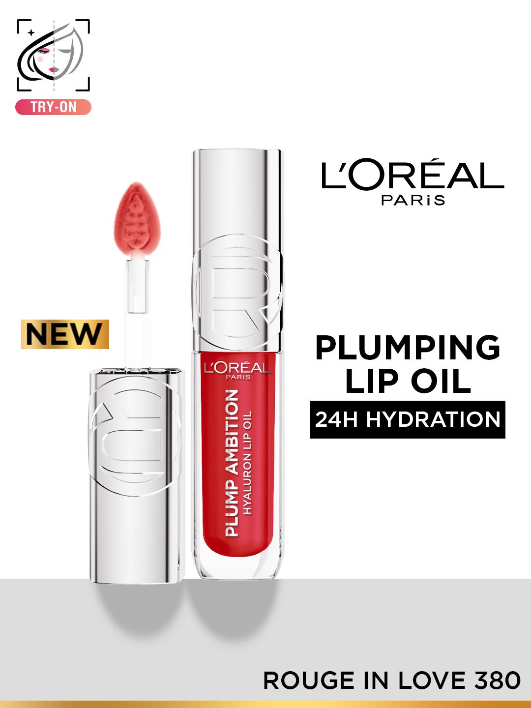 LOreal Paris Plump Ambition Hyaluron Hydration Plumping Lip Oil 30 ml - Rouge In Love 380-picture-24