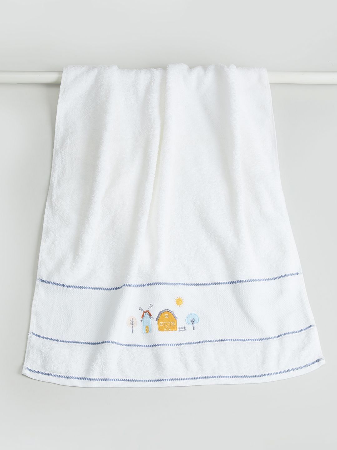 Juniors by Babyshop White & Yellow 1 Printed Cotton 210 GSM Bath Towel-picture-30